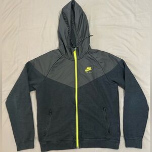 Nike Air Hybrid Fleece Windrunner Black and Neon Green Jacket Hoodie M